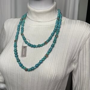 Chico's turquoise dyed stone beads with silver tone signed costume jewelry
